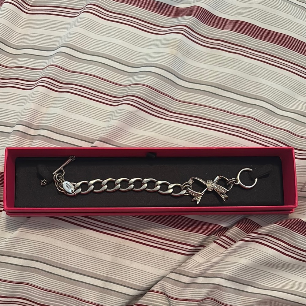 Juicy Couture Silver Bracelet with Bow Charm